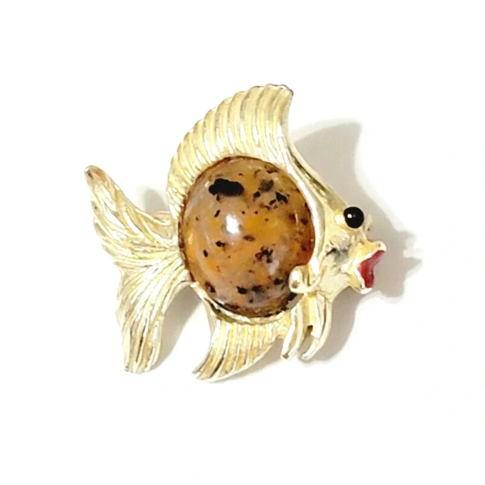 Vintage Jelly Belly‎ Fish Pin Brooch Angelfish Mid-century Figural ab1-57